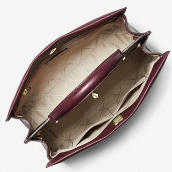 Michael Kors Penelope Large Top Handle Satchel Merlot Multi Color Leather - Picture 15 of 16